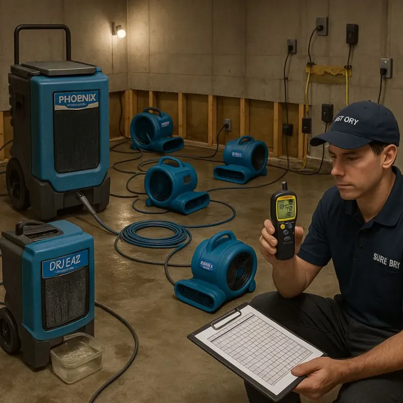 Structural Drying and Dehumidification process in Oakdale, NY